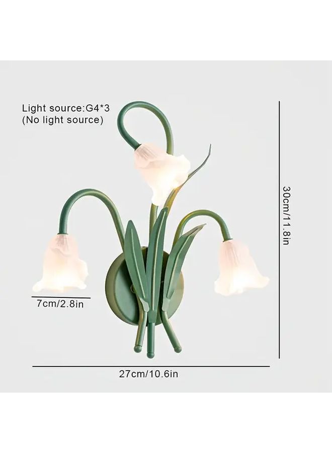 Green French Countryside USB Powered Wall Lamp With Floral Glass Design For Bedroom Living Room And Study Decor - Image 3