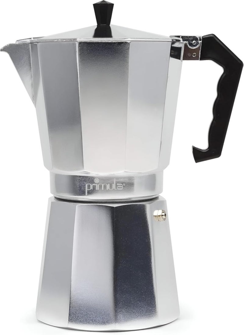 Stovetop Coffee Set - Complete stovetop coffee set includes a 3â€‘cup silver moka pot, a stainless steel tamping tool, and a sleeve, perfect for home espresso barista experience.