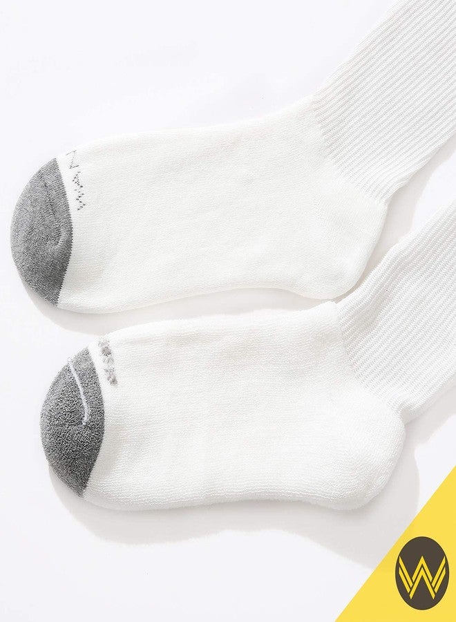 WANDER Men's Cushion Crew Socks 6-Pack Running Socks Men Cotton Athletic Sport Work Shoes White 9-12 - Image 4