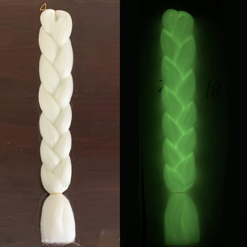 KARLOR Braids Extensions Glow in the Night Fluorescent Braids Synthetic Hair Extensions Jumbo Braids Hair Braiding Hair Kanekalon Braiding Hair for Crochet Twist Braiding Hair (60cm,white) - Image 2