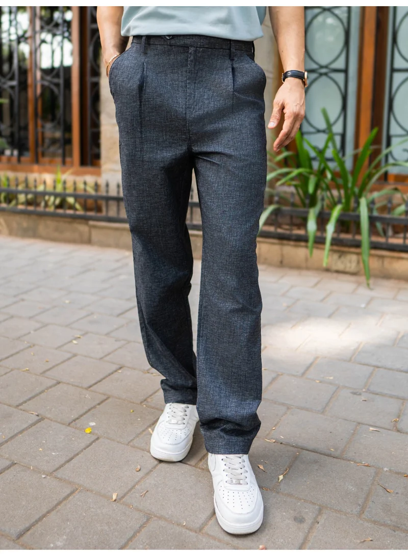 مانياك بنطلون مانياك أسود صلب بنسيج منسوج بقصة كورية