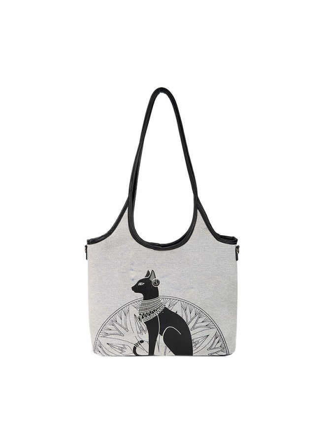 British Museum Gaia Anderson Cat Series Commuter Tote Bag Single Shoulder Bag Grey Gift For Girls On Qixi Valentine's Day - Image 3