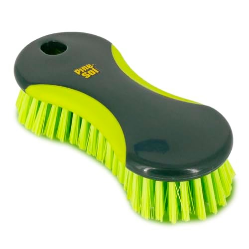 Pine Sol Pine-Sol Heavy Duty Scrub Brush – Multipurpose Cleaning Tool for Floors, Tubs, Sinks | Soft Comfort Grip with Flexible Stiff Bristles, Yellow, Green - Image 1