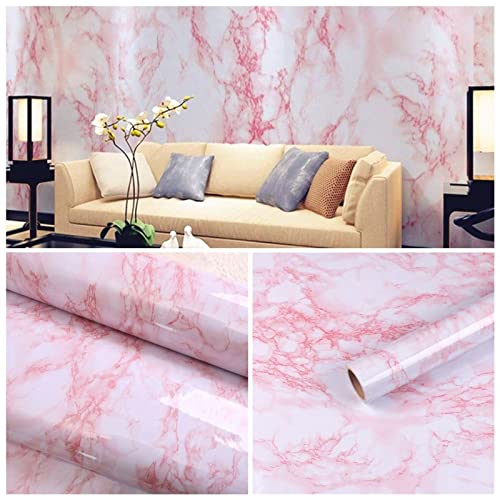 practicalWs 15.7 in × 118 in White Pink Marble Stick Paper Peel and Stick Countertops Self-Adhesive Vinyl Watertight Wallpaper Great As Cabinets Drawer Shelf Wall Crafts Wall Paper Decorations - Image 3