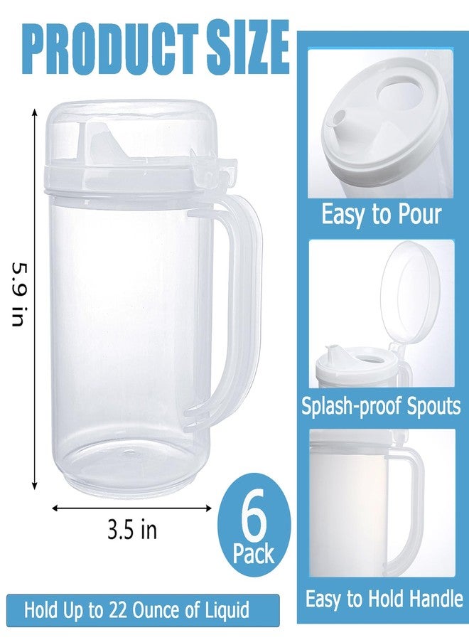 Frcctre 6 Pack Early Learning Easy Pour Plastic Mini Pitchers, 22 Oz Clear Small Plastic Jugs Easy Pour Bottles with Lid and Handle for Water Milk Juice Classroom Nursery Home - Image 2