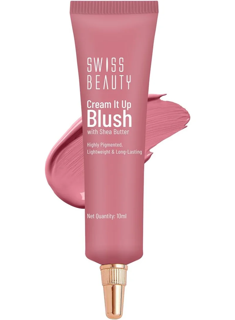 سويس بيوتي Swiss Beauty Cream It Up Blush | Highly pigmented | Super-blendable | Long-lasting | Enriched with Shea Butter | Multipurpose | Shade-05 Cheek-O-Pink, 10ml
