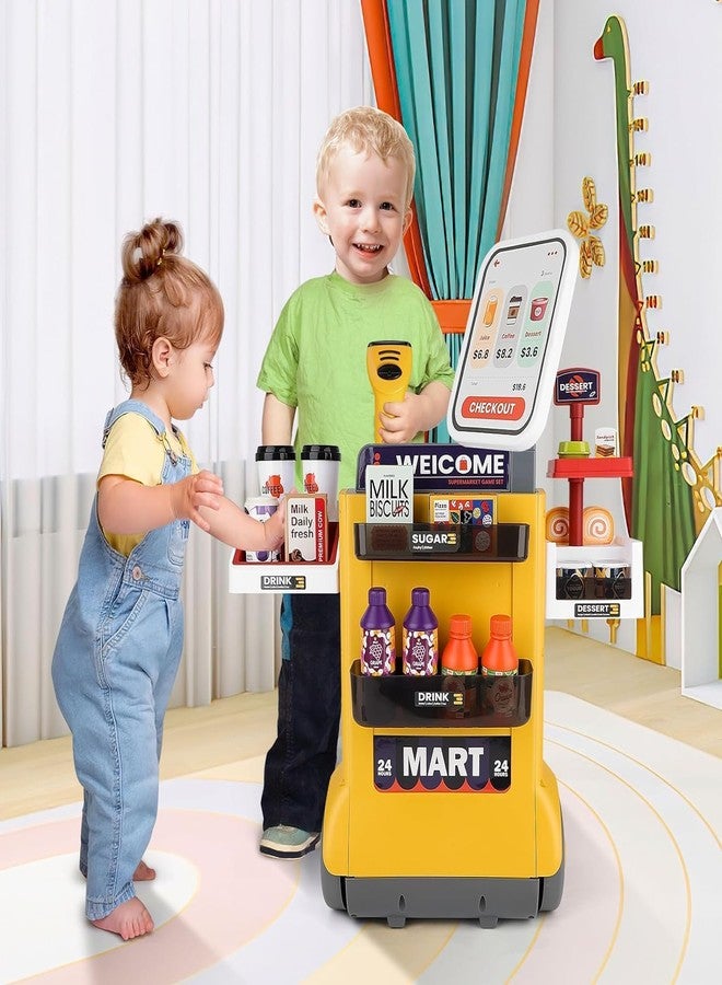 KERBRO 48PCS Kids Cash Register Playset – Pretend Supermarket Toy with Scanner, Play Food & Grocery Items for Boys & Girls Age 3+ - Image 3