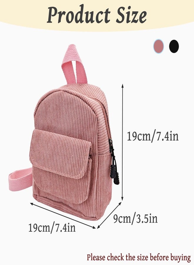 WisePoint Small Backpack Purse, Corduroy Mini BackpackPurse for Women, Fashion Small Backpacks Women Backpack Purse (rose) - Image 2