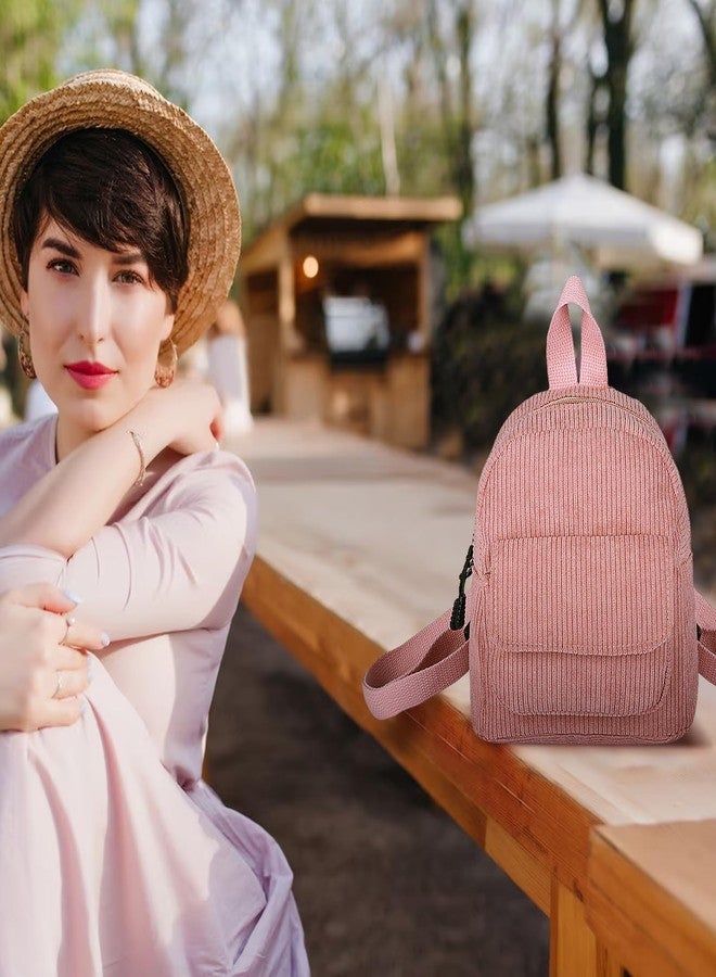 WisePoint Small Backpack Purse, Corduroy Mini BackpackPurse for Women, Fashion Small Backpacks Women Backpack Purse (rose) - Image 5