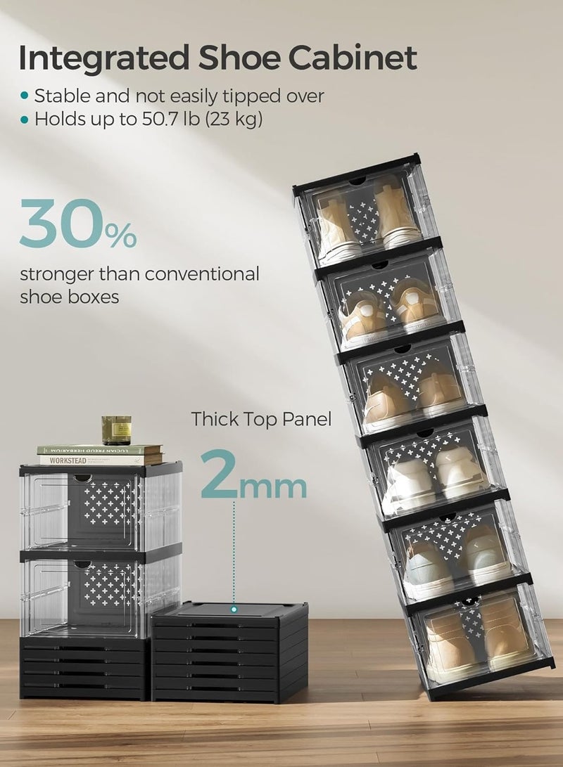 ARNOTEC Shoe Storage Organizer, Clear Installation-free Foldable Stackable Shoe Box Pack Shoe Rack, Portable Cabinet Rack (Transparent 6 Tier)) - Image 5