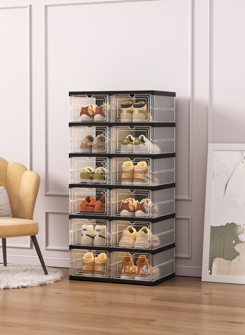 ARNOTEC Shoe Storage Organizer, Clear Installation-free Foldable Stackable Shoe Box Pack Shoe Rack, Portable Cabinet Rack (Transparent 6 Tier)) - Image 4