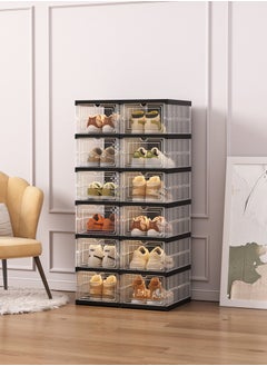 ARNOTEC Shoe Storage Organizer, Clear Installation-free Foldable Stackable Shoe Box Pack Shoe Rack, Portable Cabinet Rack (Transparent 6 Pack)  - Image 5