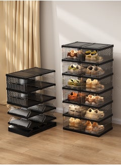 ARNOTEC Shoe Storage Organizer, Clear Installation-free Foldable Stackable Shoe Box Pack Shoe Rack, Portable Cabinet Rack (Transparent 6 Pack)  - Image 3