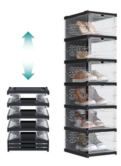 ARNOTEC Shoe Storage Organizer, Clear Installation-free Foldable Stackable Shoe Box Pack Shoe Rack, Portable Cabinet Rack (Transparent 6 Pack)  - Image 2