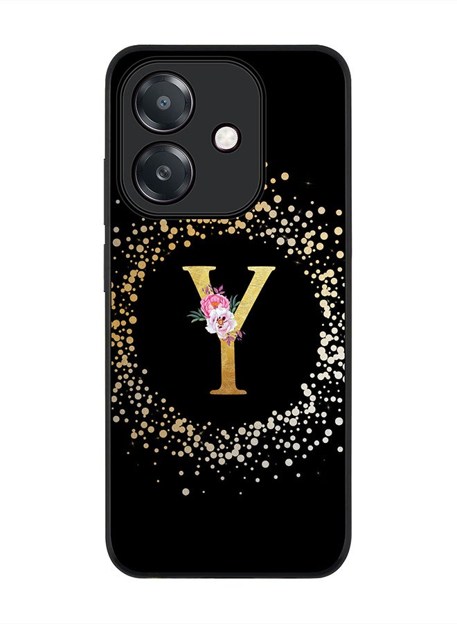 Stylizedd For Oppo A5i Case,Slim fit Camera Protection, Shockproof Thin Phone cover  - Custom Monogram Floral - Y ( Black )