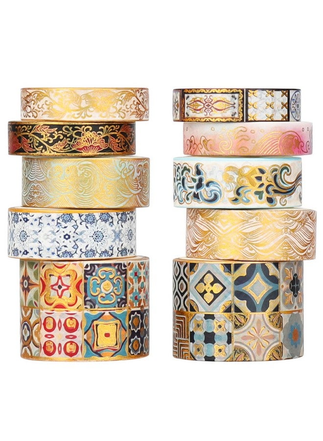 HASTHIP® 10 Roll Vintage Washi Tape Vintage Pattern Washi Tape Set Aesthetic Decorative Tape Perfect for Bullet Journal, Scrapbook,Junk Journal,Albums, Scrapbook | 10 x 9.3 x 4.1 cm - Image 1