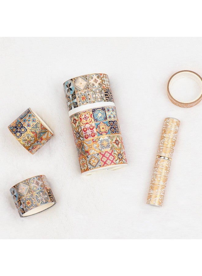 HASTHIP® 10 Roll Vintage Washi Tape Vintage Pattern Washi Tape Set Aesthetic Decorative Tape Perfect for Bullet Journal, Scrapbook,Junk Journal,Albums, Scrapbook | 10 x 9.3 x 4.1 cm - Image 3