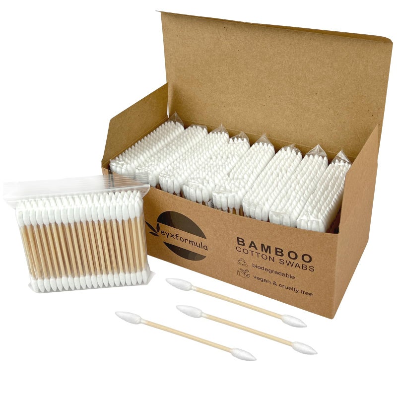 eyxformula 900 Count Pointed Tip Cotton Swabs, Double Precision Tips Cotton Swabs with Sturdy Bamboo Sticks, Soft Pointy Cotton Swabs for Eye Makeup Touch-ups, Correcting Nail Polish Mistakes, Crafts - Image 1