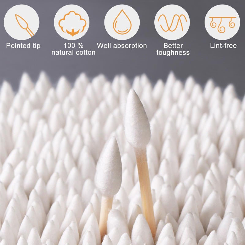 eyxformula 900 Count Pointed Tip Cotton Swabs, Double Precision Tips Cotton Swabs with Sturdy Bamboo Sticks, Soft Pointy Cotton Swabs for Eye Makeup Touch-ups, Correcting Nail Polish Mistakes, Crafts - Image 2