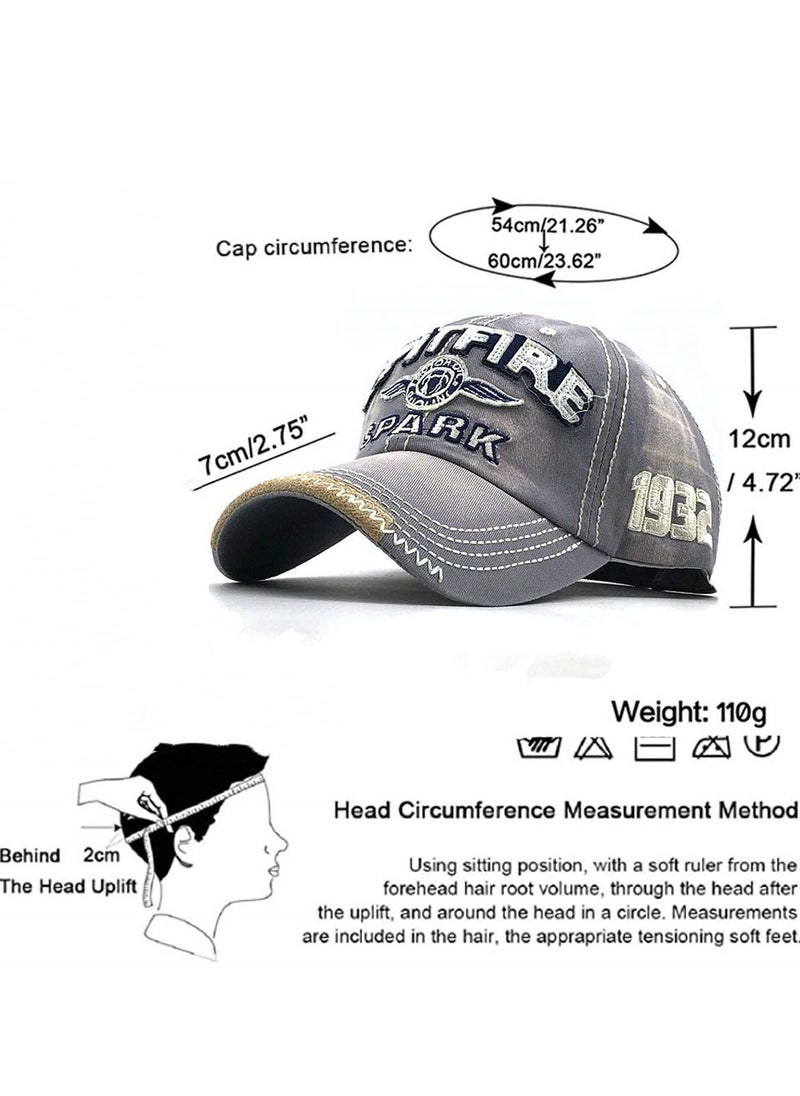 SYOSI Distressed Baseball Cap for Mens Vintage Trucker Hat  Cotton Embroidered Snapback Casual Baseball Cap for Unisex - Grey  - Image 2