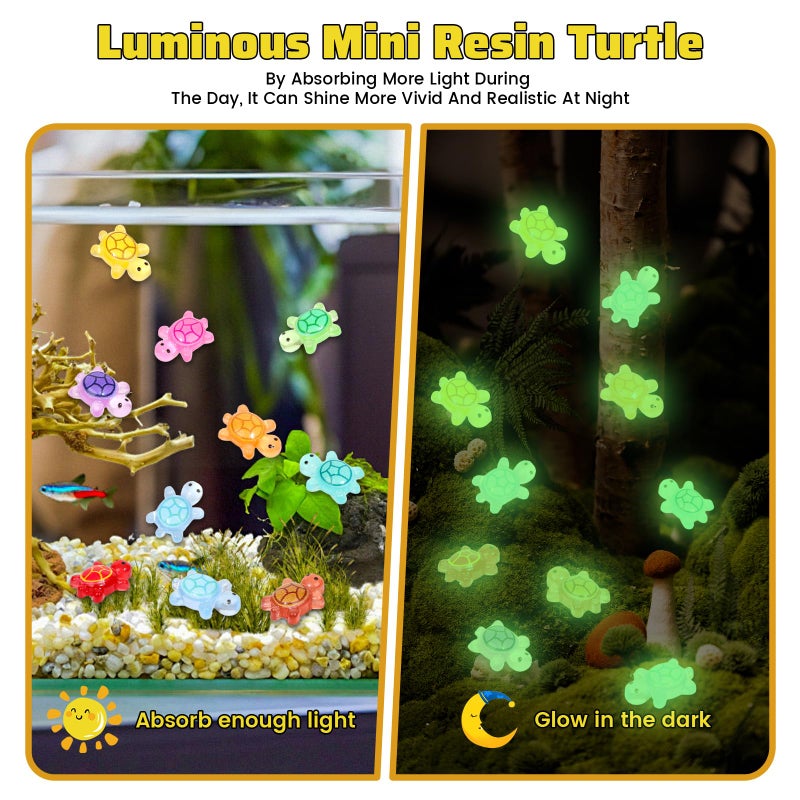 Yonseng 200pcs Mini Resin Turtles Luminous Tiny Turtle for Crafts Dollhouse Miniatures Mini Resin Things Animals for Fairy Garden Micro Landscaping Decoration Home Decor, 10 Colors(0.4 * 0.5inch) - Image 4