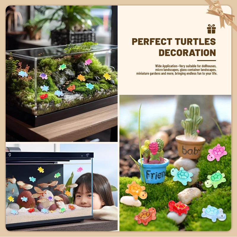 Yonseng 200pcs Mini Resin Turtles Luminous Tiny Turtle for Crafts Dollhouse Miniatures Mini Resin Things Animals for Fairy Garden Micro Landscaping Decoration Home Decor, 10 Colors(0.4 * 0.5inch) - Image 5