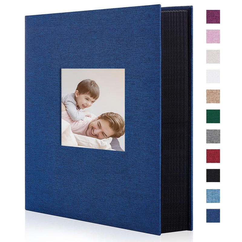 Artmag Fabric Photo Album 4x6 300 Large Capacity for Family Wedding Anniversary Linen Album Holds 300 Horizontal Photos (300 Pockets, Blue) - Image 1