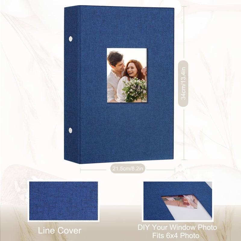 Artmag Fabric Photo Album 4x6 300 Large Capacity for Family Wedding Anniversary Linen Album Holds 300 Horizontal Photos (300 Pockets, Blue) - Image 2