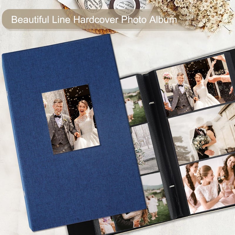 Artmag Fabric Photo Album 4x6 300 Large Capacity for Family Wedding Anniversary Linen Album Holds 300 Horizontal Photos (300 Pockets, Blue) - Image 4