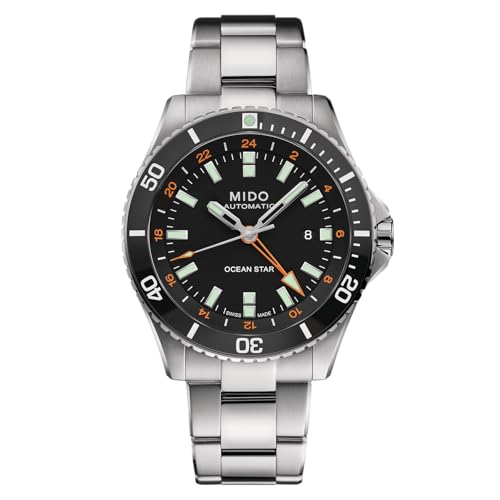 MIDO Ocean Star GMT - Swiss Automatic Watch for Men - 44mm Stainless Steel Case with Black Ceramic Rotating Bezel - Black Dial - Stainless Steel Bracelet - M0266291105101 - Image 1