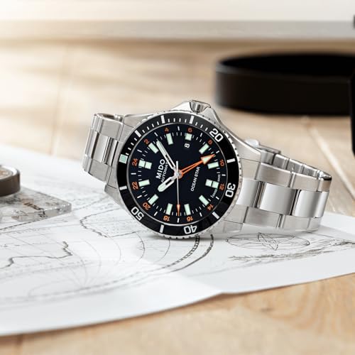 MIDO Ocean Star GMT - Swiss Automatic Watch for Men - 44mm Stainless Steel Case with Black Ceramic Rotating Bezel - Black Dial - Stainless Steel Bracelet - M0266291105101 - Image 3