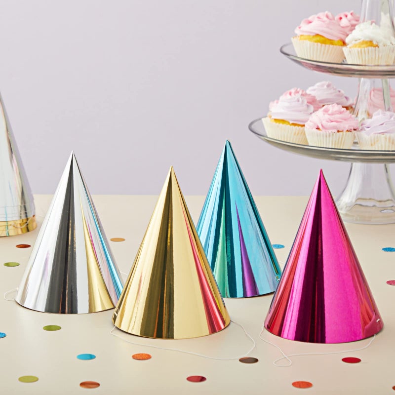 BLUE PANDA Party Hats - 50 Pack, Metallic Blue/Green/Gold/Silver/Hot Pink, Cone - Bulk Set for Kids & Adults - Image 3