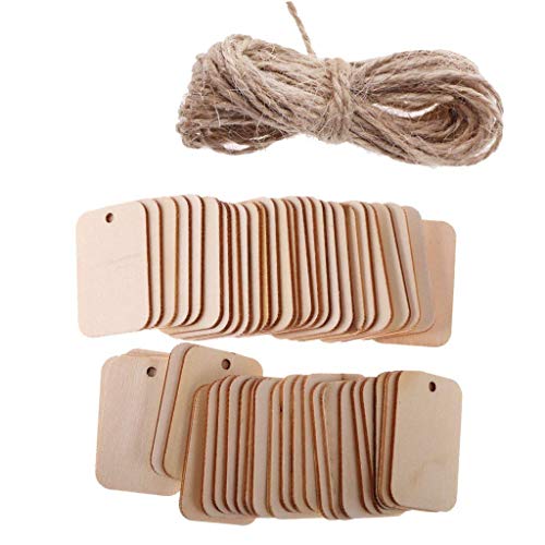 Snoogg Art Snoogg Unfinished Natural DIY Wood Slice Tags Laser Cut with Holes Hanging Wooden Ornaments Comes with Jute Twine Size 52X34 MM25 Pc Pack 25 Pc Pack - Image 1