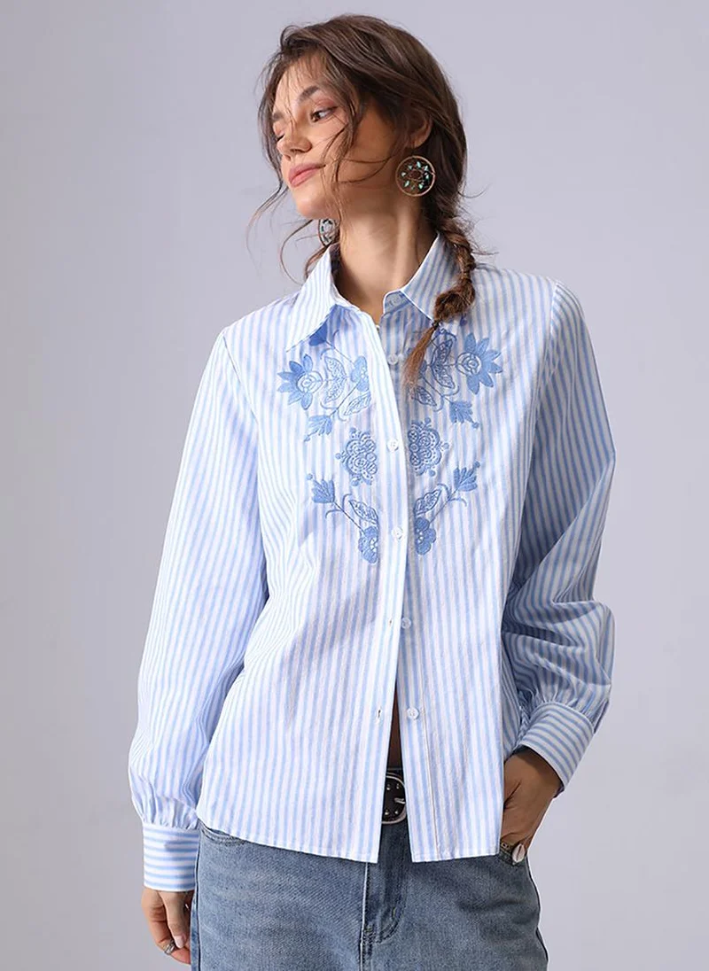 YUNIQEE Light Blue Spread Collar Regular Sleeves Regular Fit Shirt