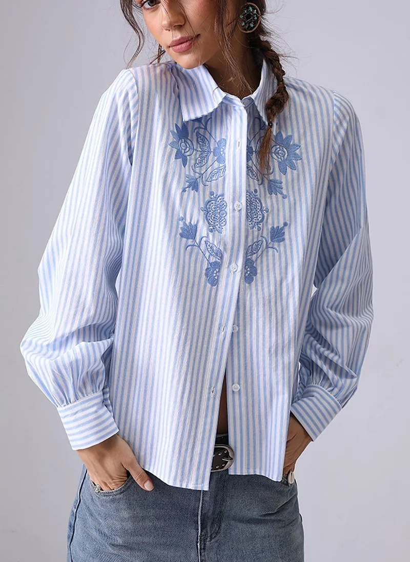 YUNIQEE Light Blue Spread Collar Regular Sleeves Regular Fit Shirt