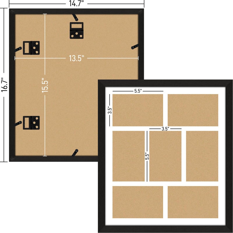 Lacopgr 4x6 Picture Frame Collage 7 Openings, 13.5"x15.5" Multi Photo Collage Frame 4"x6" Gallery Wall Decor Wooden, Black Frame with White Mat, Wood - Image 5