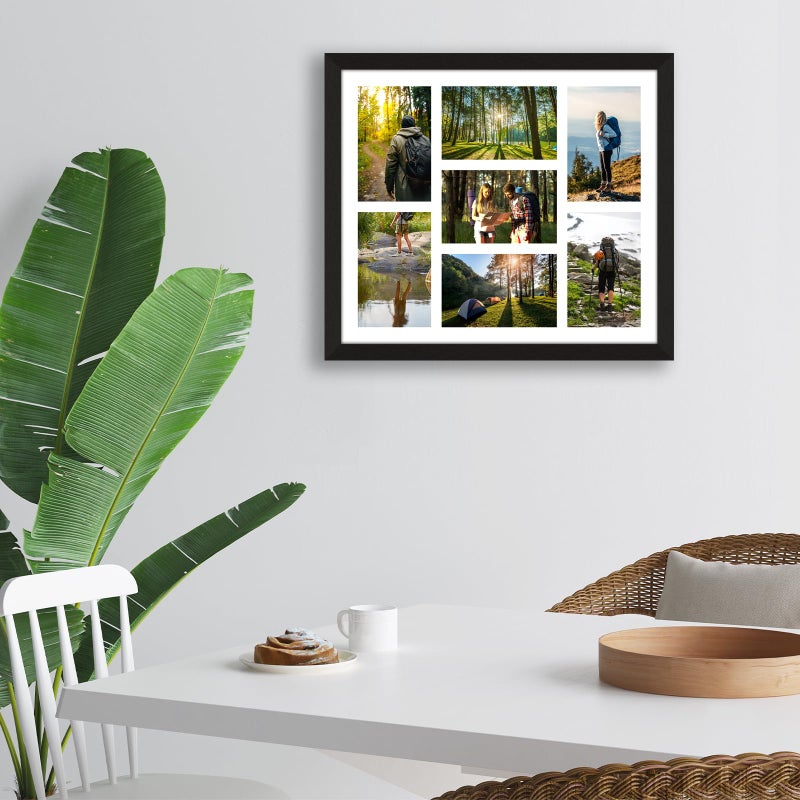 Lacopgr 4x6 Picture Frame Collage 7 Openings, 13.5"x15.5" Multi Photo Collage Frame 4"x6" Gallery Wall Decor Wooden, Black Frame with White Mat, Wood - Image 2