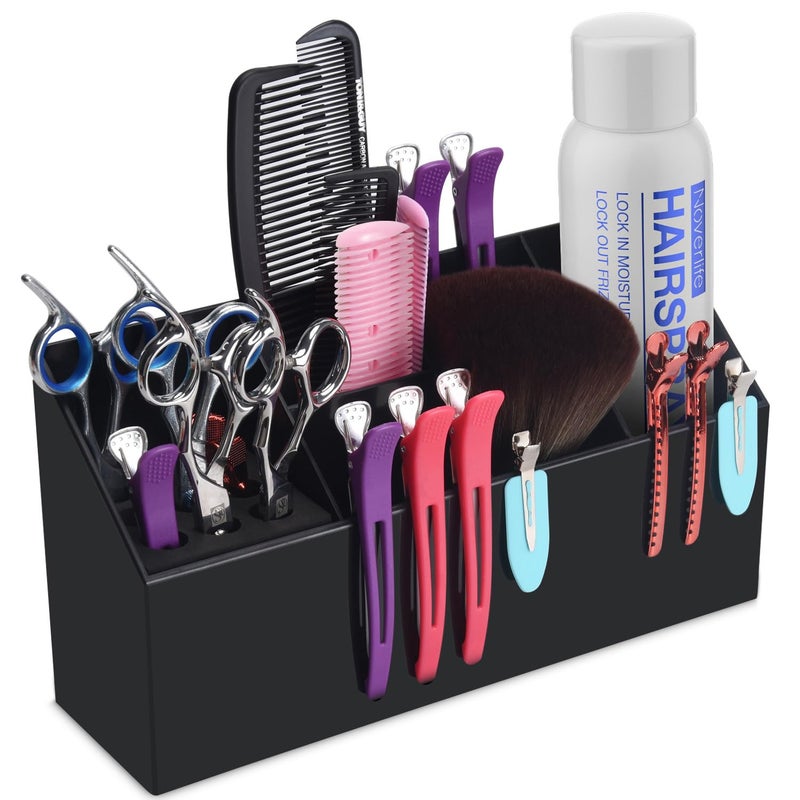 Noverlife Hair Scissors Large Storage Box, Shear Holder for Hair Salon, Scissor Holder, Hairdressing Combs Clips Scissors Professional Hairdressing Combs, Clips, Brushes Storage Racks Tool Box - Black - Image 1