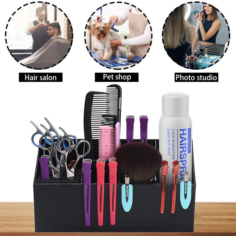 Noverlife Hair Scissors Large Storage Box, Shear Holder for Hair Salon, Scissor Holder, Hairdressing Combs Clips Scissors Professional Hairdressing Combs, Clips, Brushes Storage Racks Tool Box - Black - Image 2