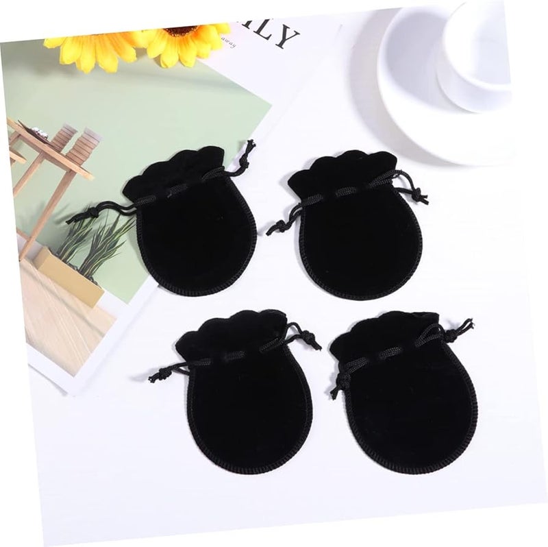 Safigle 20 Pack Black Flannel Drawstring Jewelry Pouches For Rings Earrings Weddings - Image 4