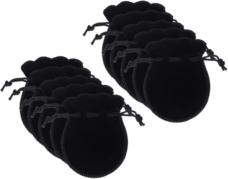 Safigle 20 Pack Black Flannel Drawstring Jewelry Pouches For Rings Earrings Weddings - Image 2