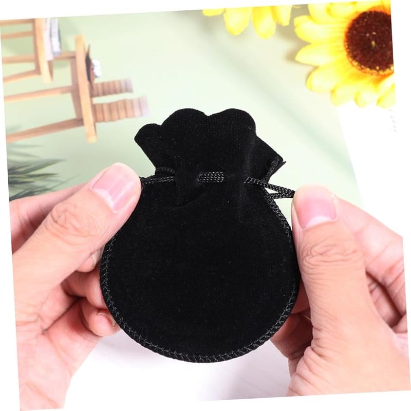 Safigle 20 Pack Black Flannel Drawstring Jewelry Pouches For Rings Earrings Weddings - Image 5