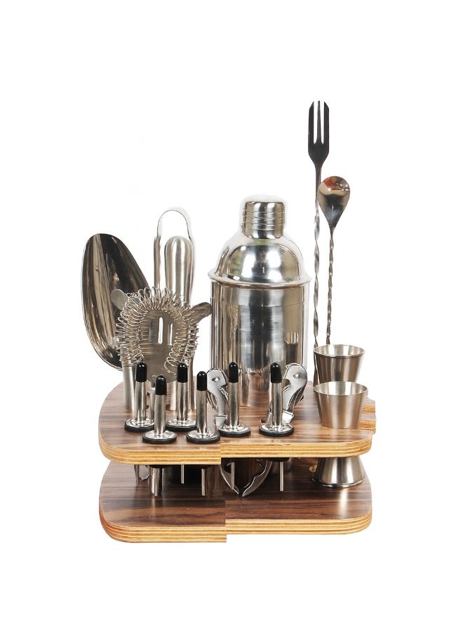 Brand Shaker Cocktail Bar Tool Set – 18-Piece Complete Mixology Kit with Elegant Display Stand, Stirring Spoon, Mixing Bowl, Pourers & Strainer - Image 1