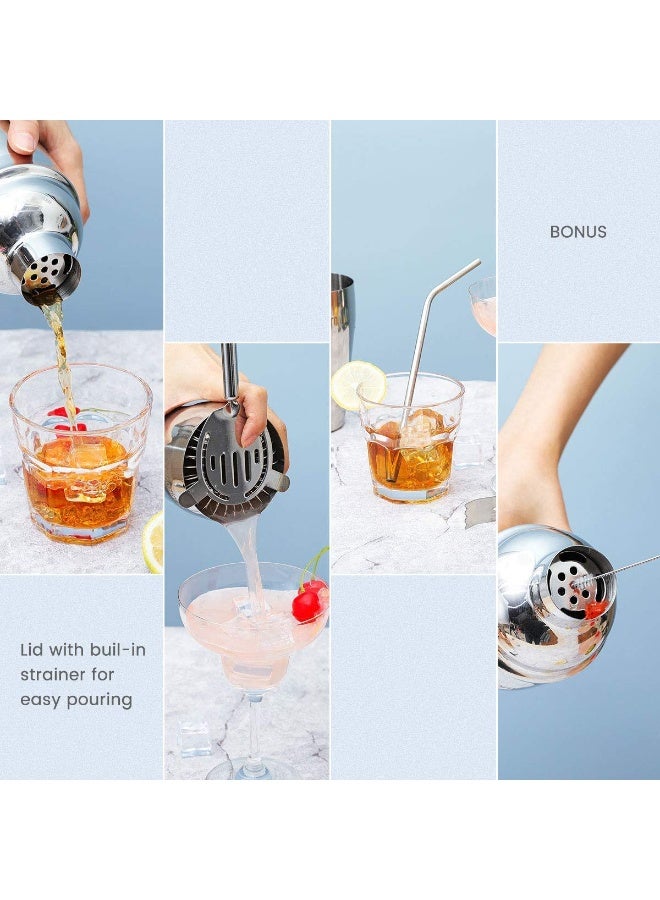 Brand Shaker Cocktail Bar Tool Set – 18-Piece Complete Mixology Kit with Elegant Display Stand, Stirring Spoon, Mixing Bowl, Pourers & Strainer - Image 4