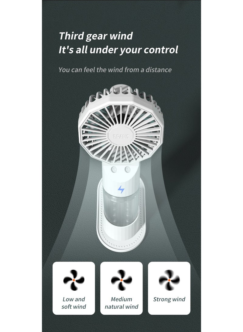 إيفرين مروحة يدوية رش مزدوجة الفتحة، ترطيب وتزويد بالماء على المكتب، مروحة صغيرة (أبيض) - Image 5