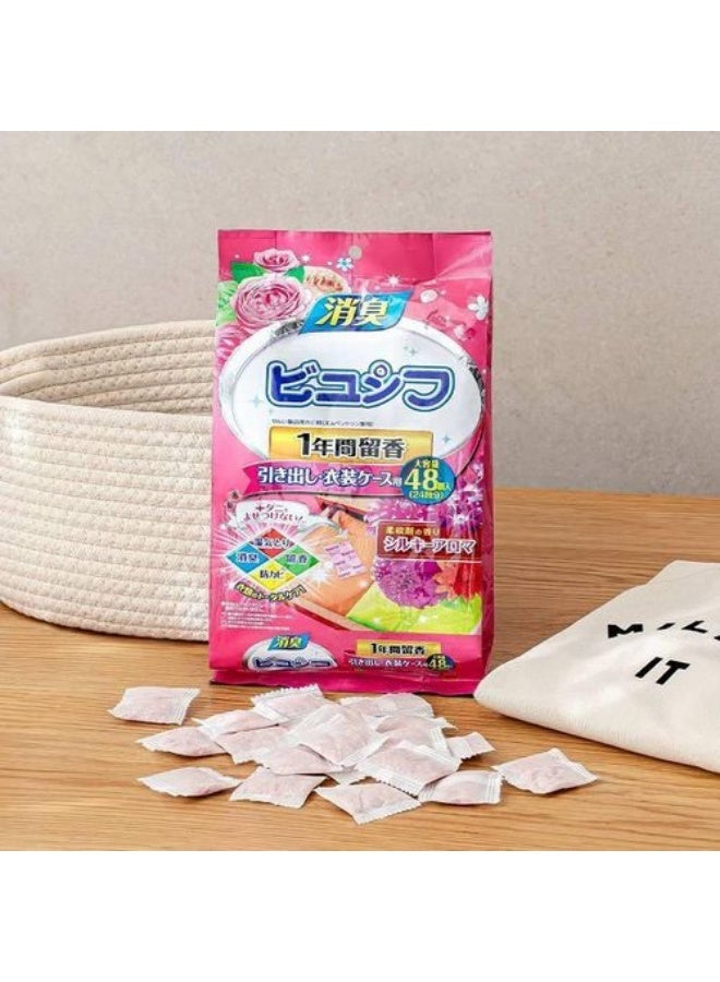 Rose Scented Sachets, Long-Lasting Freshness for Shoes, Closets, and Drawers, 48-Pack - Image 1