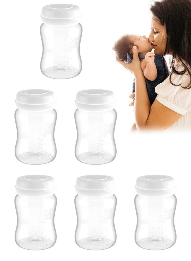 Breast Milk Storage Bottles, 180ML Breastmilk Storage Containers for Fridge, Wide Neck Breast Milk Freezer Storage Organizer (Pack of 6) - Image 1