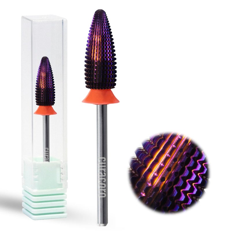 Curacoro Nail Drill Bits 3/32'' - Typhoon Bits, 2 Way, Carbide Bit (Fine) for Gently Removal of Gel Polish, Buffing to Smooth & Shiny Nails, Precise & Easy Control, Nail Art Salon & Home - Image 1