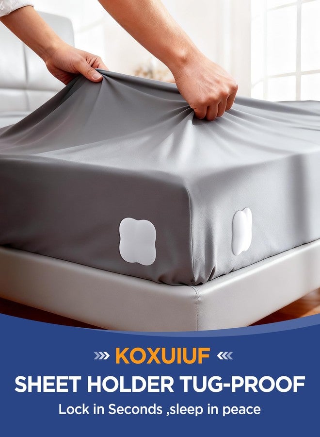 KOXUIUF Sheet Holders Lock Bed Sheet Grippers - Fitted Sheet Holder for Corners Keep Sheets Firm & Tight Fit All Sheet Sizes,360 Degree Bed Sheet Tightener Easy Installation - Image 4