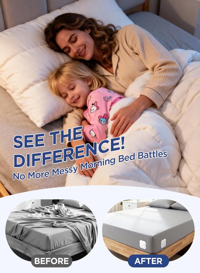 KOXUIUF Sheet Holders Lock Bed Sheet Grippers - Fitted Sheet Holder for Corners Keep Sheets Firm & Tight Fit All Sheet Sizes,360 Degree Bed Sheet Tightener Easy Installation - Image 2